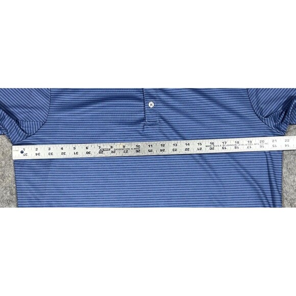 Huk Pursuit Novelty Polo Men’s M Blue Striped Performance Fishing UPF 50 Stretch - Picture 6 of 7